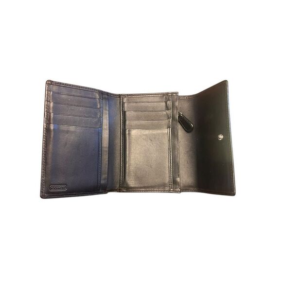 COACH Black Signature Jacquard Hampton Small Wallet trifold - Picture 3 of 5